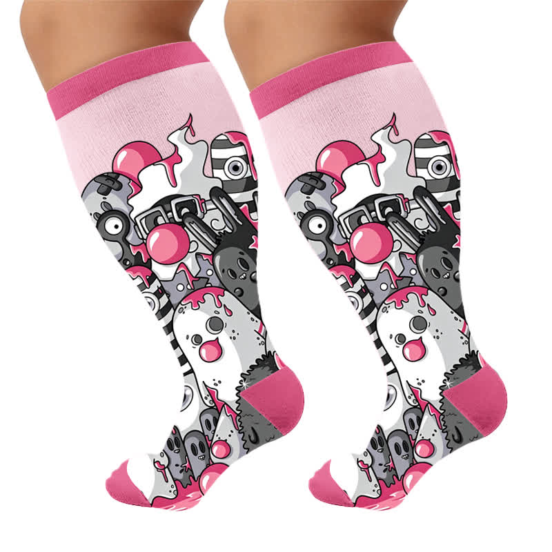 Chaussettes de compression Monster hautes grandes tailles - Rose (1 paire) - 4XL - image 6