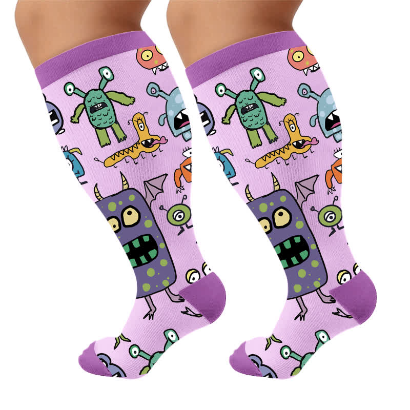 Chaussettes de compression Monster hautes grandes tailles - Violet (1 paire) - 4XL - image 5