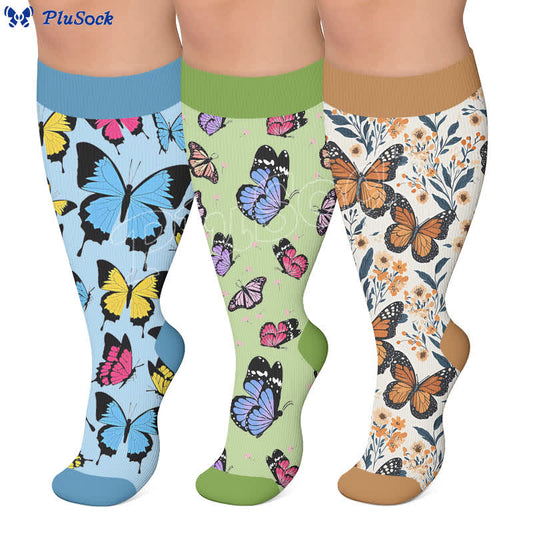 Chaussettes de compression papillon multicolores grande taille - image 0