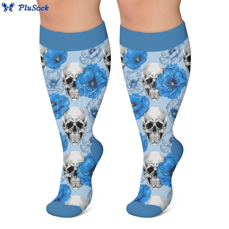 Chaussettes de compression grandes tailles à imprimé têtes de mort rétro - image 2