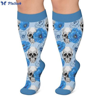 Chaussettes de compression grandes tailles à imprimé têtes de mort rétro - image 2