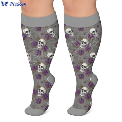 Chaussettes de compression grandes tailles à imprimé têtes de mort rétro - image 4