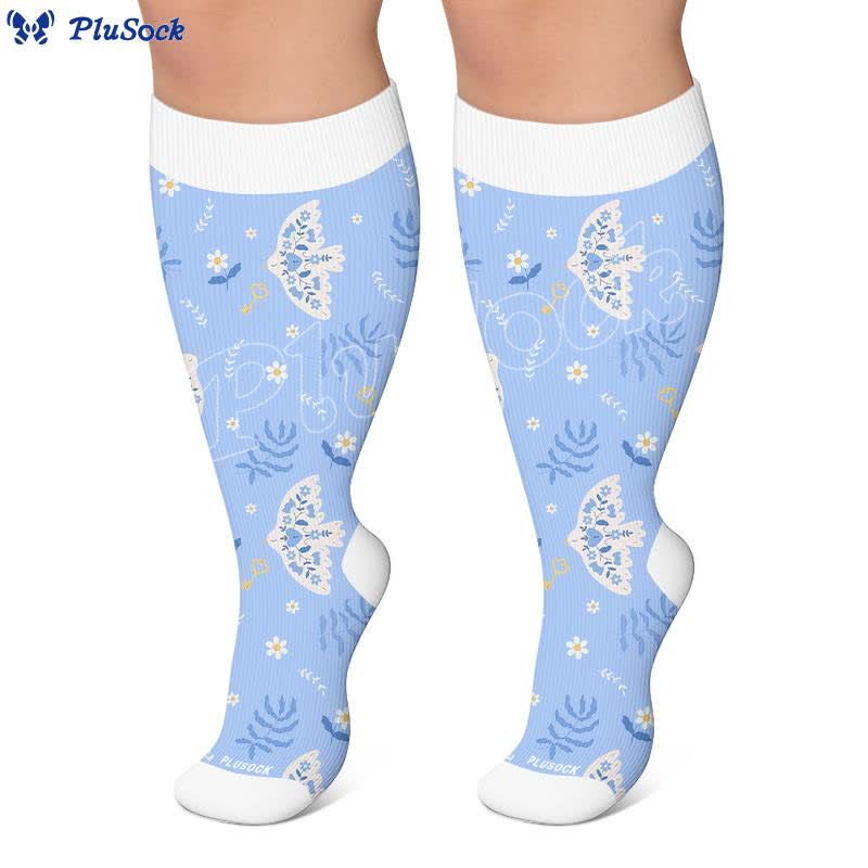 Chaussettes de compression grandes tailles à motifs d'oiseaux pastel - image 4