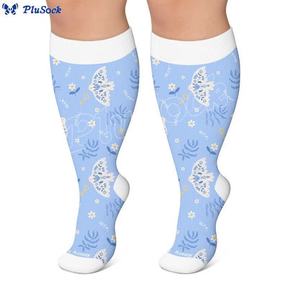 Chaussettes de compression grandes tailles à motifs d'oiseaux pastel - image 4