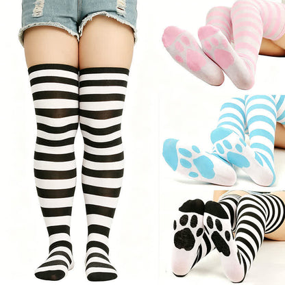 Chaussettes hautes à rayures en forme de pattes de chat (3 paires) - image 0