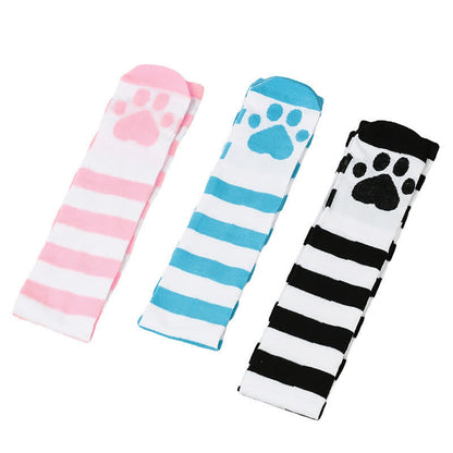 Chaussettes hautes à rayures en forme de pattes de chat (3 paires) - Multicolore - One Size - image 6