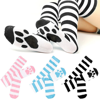 Chaussettes hautes à rayures en forme de pattes de chat (3 paires) - image 2
