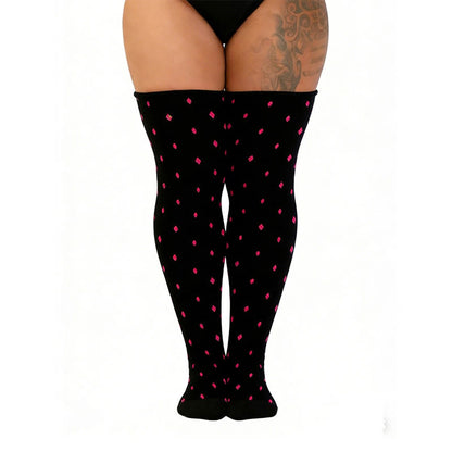 Chaussettes hautes à pois et rayures en forme de cœur - Noir - One Size - image 10