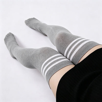 Chaussettes hautes à trois rayures (2 paires) - Gris - One Size - image 1