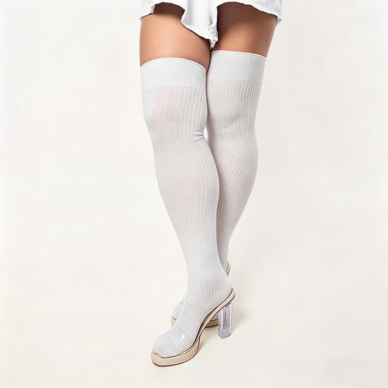 Chaussettes hautes de couleur bonbon - Blanc - One Size - image 6