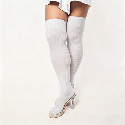 Chaussettes hautes de couleur bonbon - Blanc - One Size - image 6
