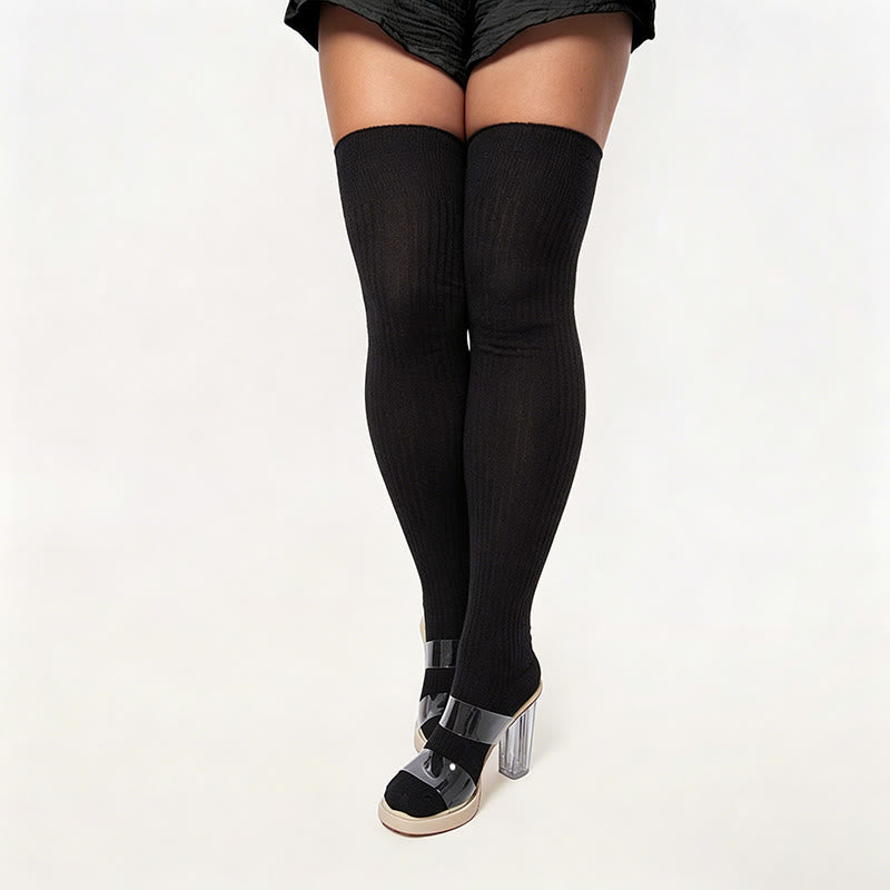 Chaussettes hautes de couleur bonbon - Noir - One Size - image 5