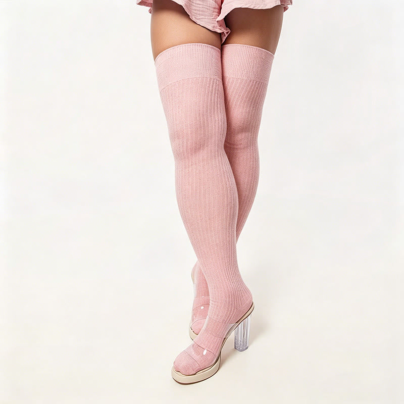 Chaussettes hautes de couleur bonbon - Rose - One Size - image 15