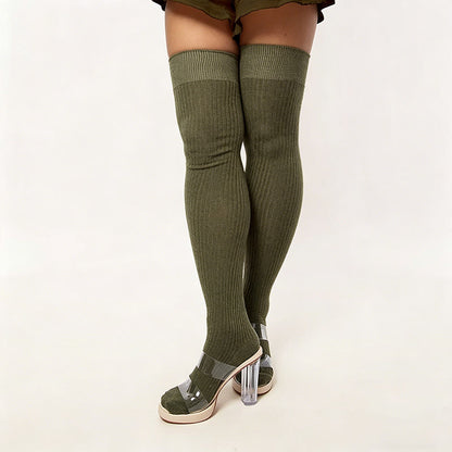 Chaussettes hautes de couleur bonbon - Vert foncé - One Size - image 14