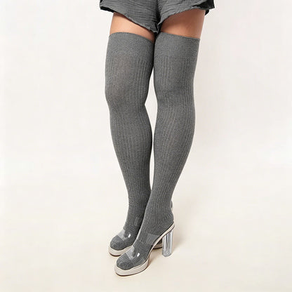 Chaussettes hautes de couleur bonbon - Gris - One Size - image 7