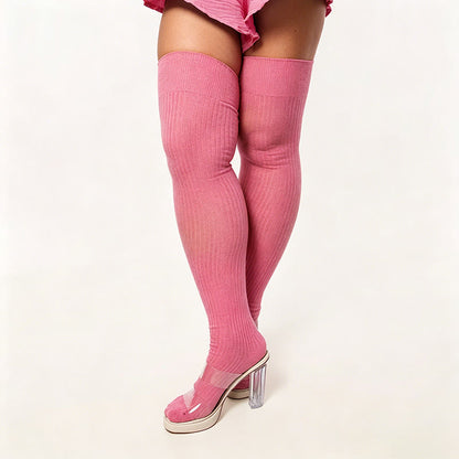 Chaussettes hautes de couleur bonbon - Fuchsia - One Size - image 9