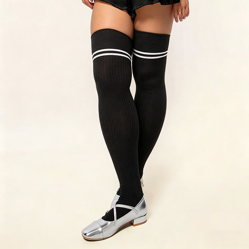 Chaussettes hautes de couleur bonbon - Noir-A - One Size - image 17