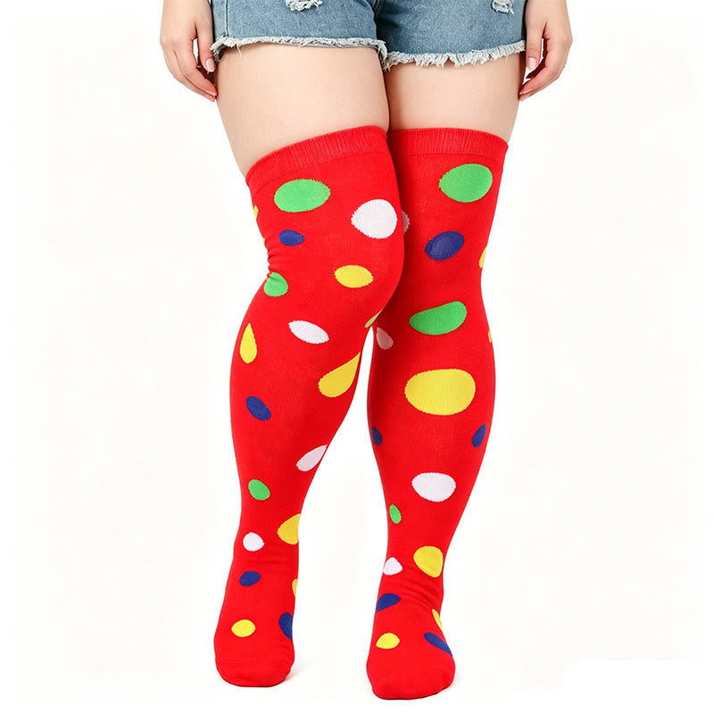 Chaussettes hautes à pois (3 paires) - Rouge - One Size - image 5