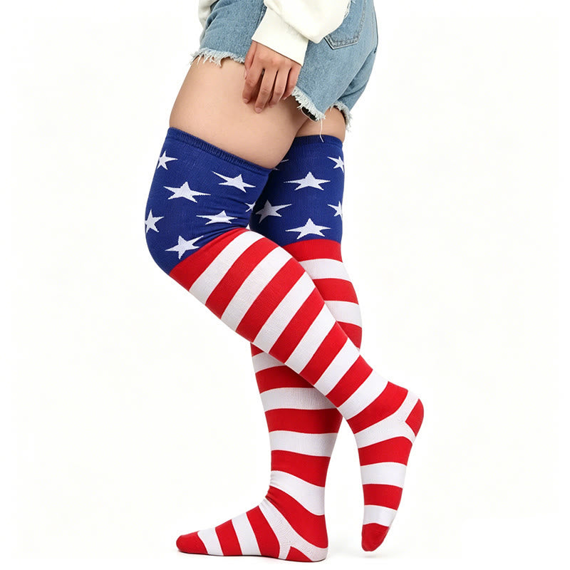 Chaussettes hautes à rayures étoilées (3 paires) - C - One Size - image 1