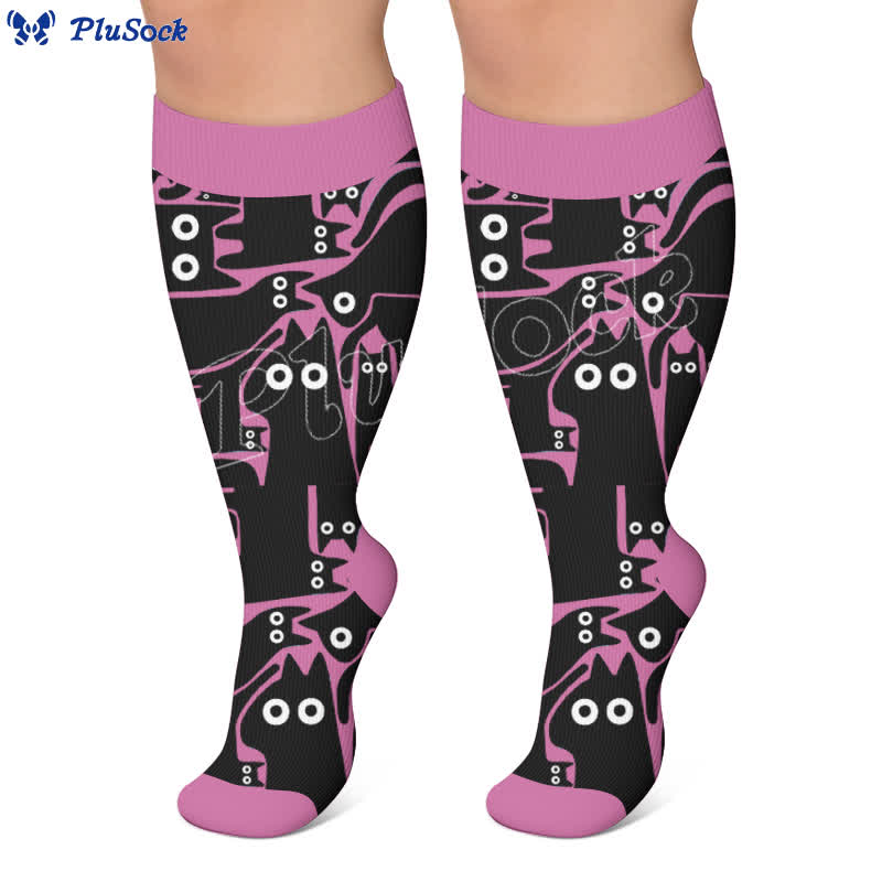 Chaussettes de compression grandes tailles à motif chat joueur - image 2