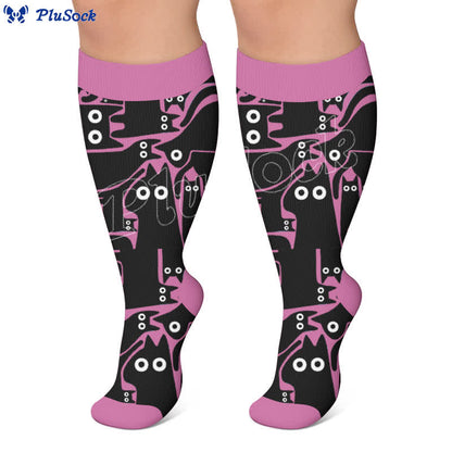 Chaussettes de compression grandes tailles à motif chat joueur - image 2