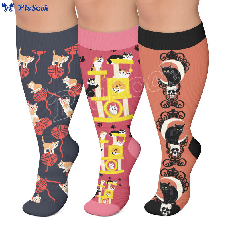 Chaussettes de compression Night Cat grande taille - image 0