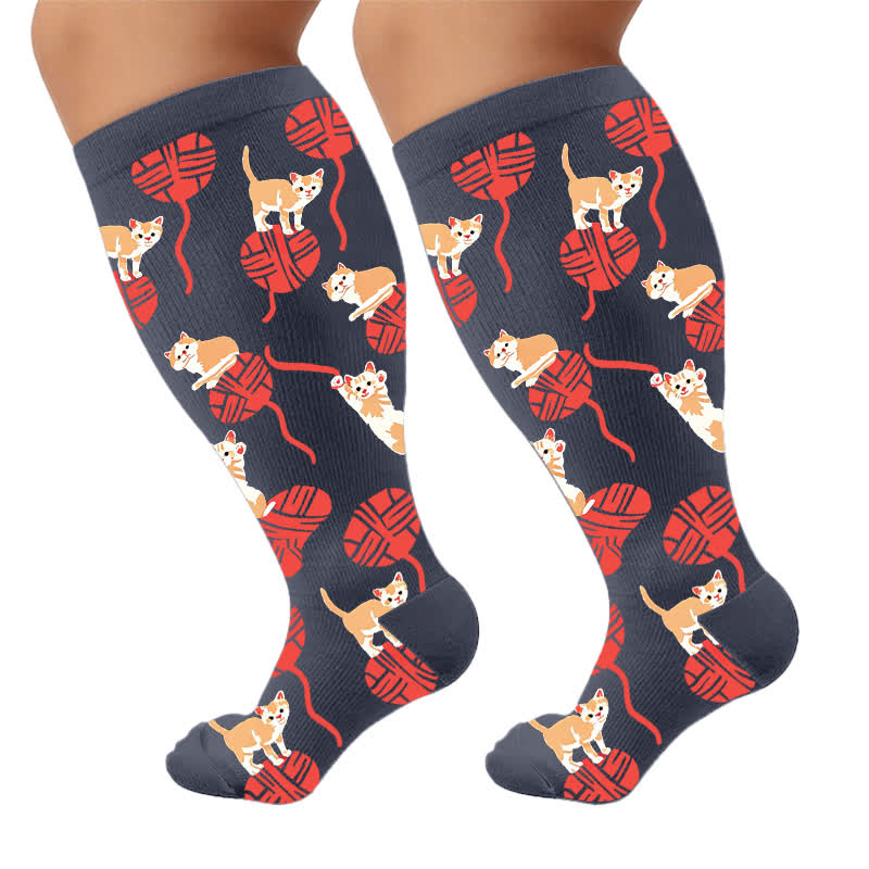 Chaussettes de compression Night Cat grande taille - Gris (1 paire) - 4XL - image 5