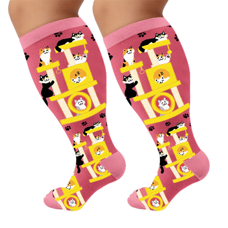 Chaussettes de compression Night Cat grande taille - Rose (1 paire) - 4XL - image 6