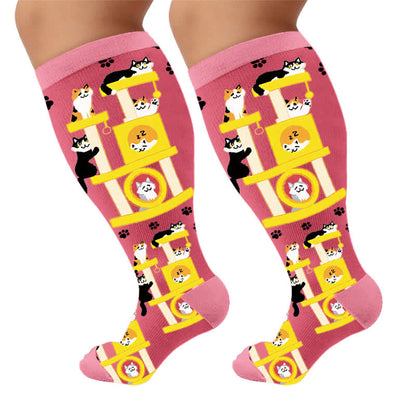 Chaussettes de compression Night Cat grande taille - Rose (1 paire) - 4XL - image 6