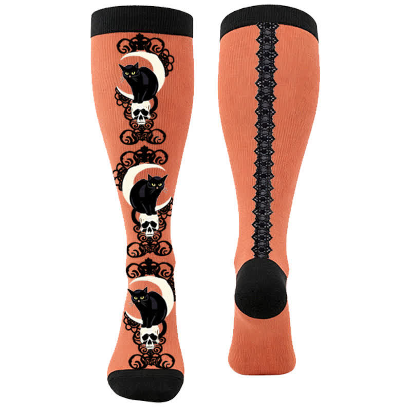 Chaussettes de compression Night Cat grande taille - Orange (1 paire) - 4XL - image 8
