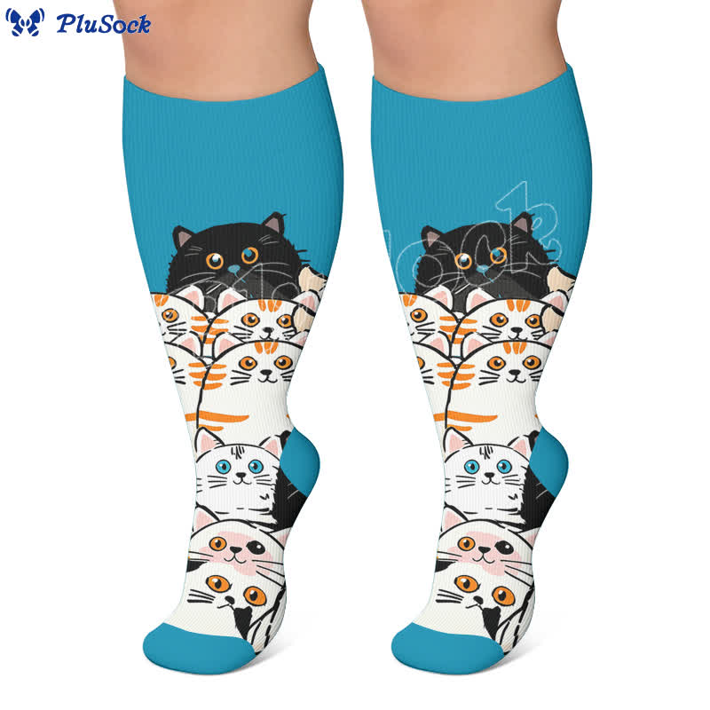 Chaussettes de compression grandes tailles à motif empreintes de pattes - image 2