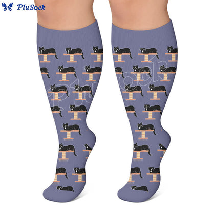 Chaussettes de compression grandes tailles à motif empreintes de pattes - image 4