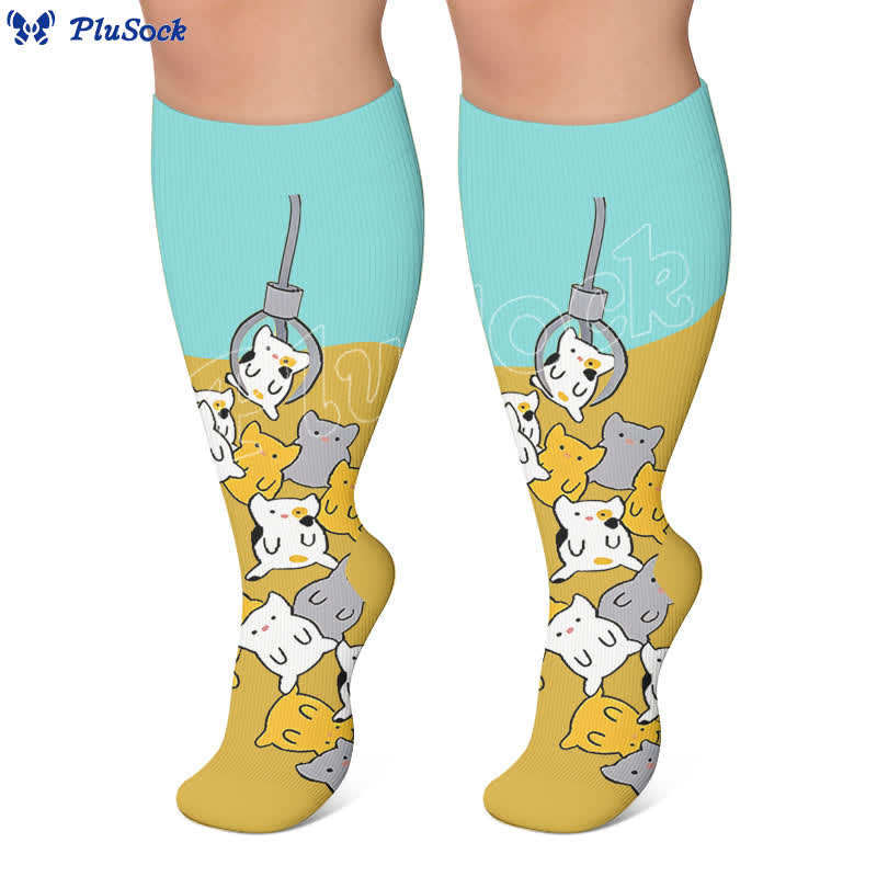 Chaussettes de compression grandes tailles à motif empreintes de pattes - image 3