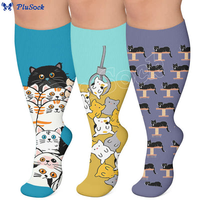 Chaussettes de compression grandes tailles à motif empreintes de pattes - image 0