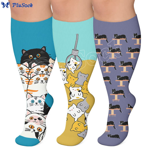 Chaussettes de compression grandes tailles à motif empreintes de pattes - image 0