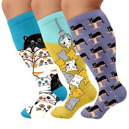 Chaussettes de compression grandes tailles à motif empreintes de pattes - Multicolore (3 paires) - 4XL - image 1