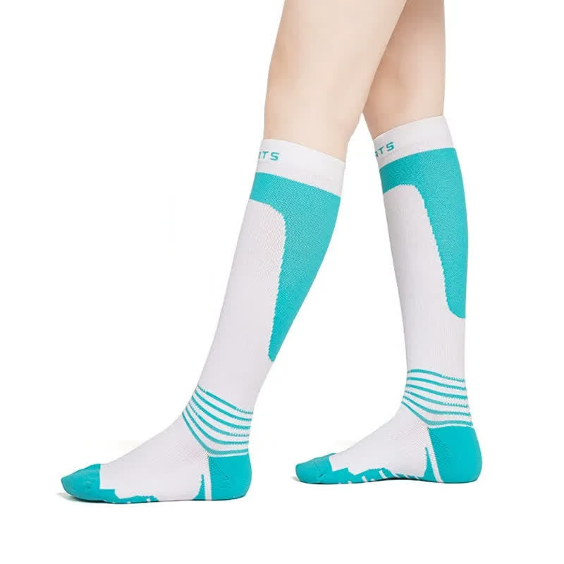 Chaussettes de compression à rayures dégradées - Bleu - EU36-42(US3-8.5) - image 1