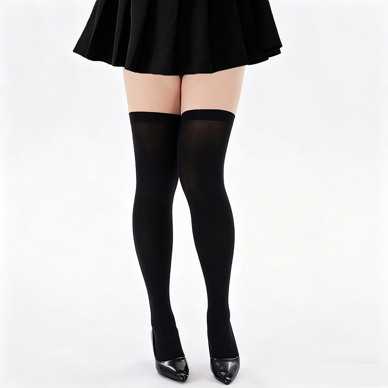 Chaussettes hautes gainantes de couleur unie (2 paires) - Noir - One Size - image 4