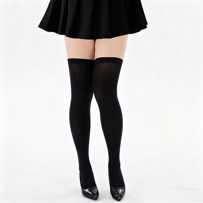 Chaussettes hautes gainantes de couleur unie (2 paires) - Noir - One Size - image 4
