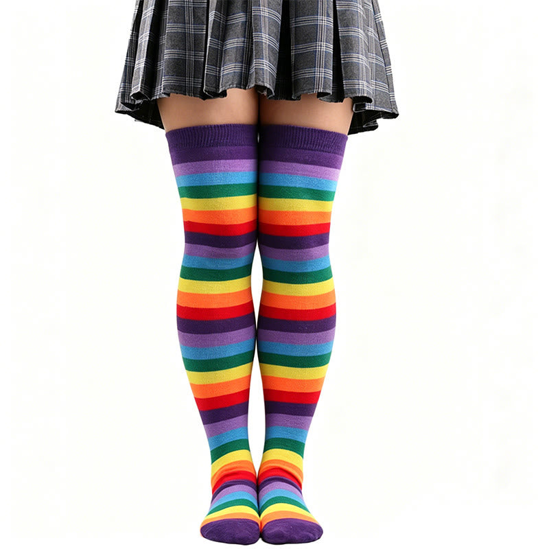 Chaussettes hautes à rayures arc-en-ciel - D - One Size - image 6