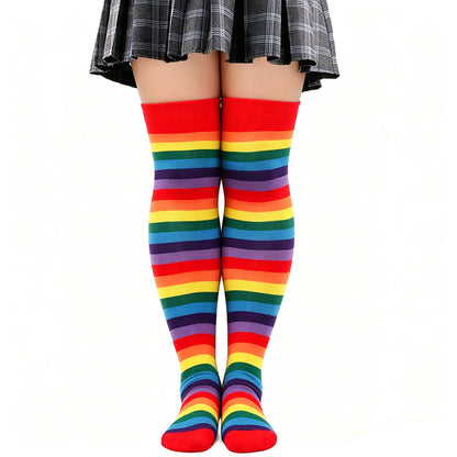 Chaussettes hautes à rayures arc-en-ciel - F - One Size - image 8
