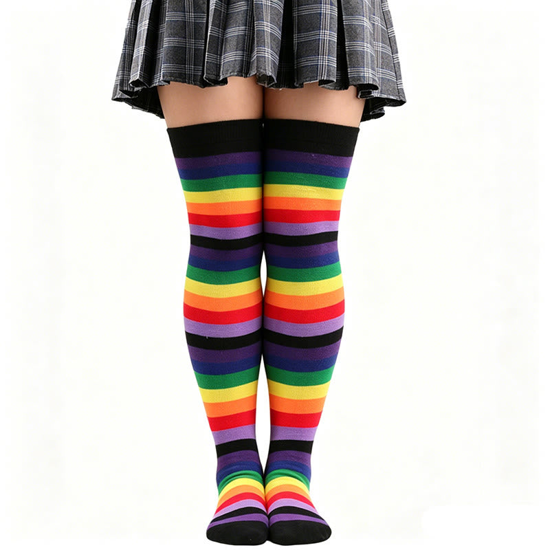 Chaussettes hautes à rayures arc-en-ciel - UN - One Size - image 3