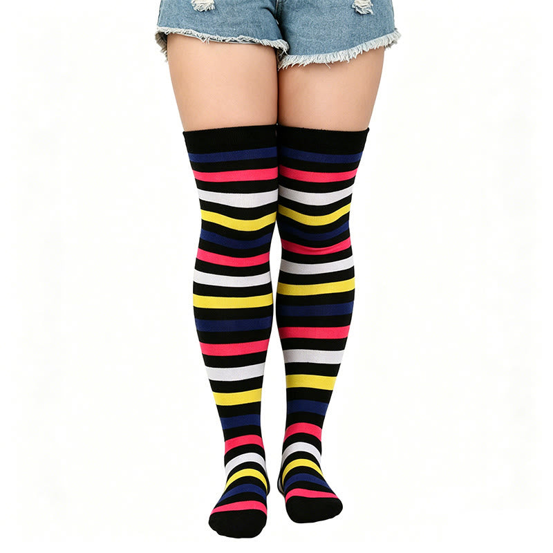 Chaussettes hautes à rayures arc-en-ciel - G - One Size - image 9