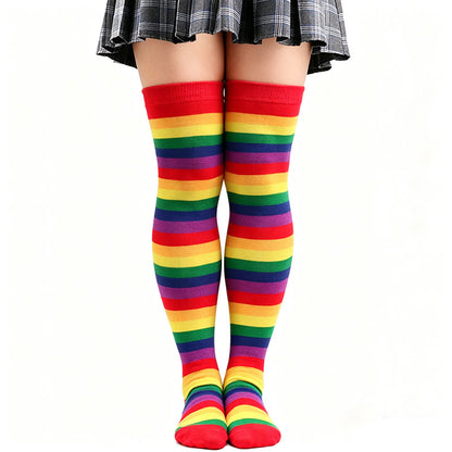 Chaussettes hautes à rayures arc-en-ciel - C - One Size - image 5