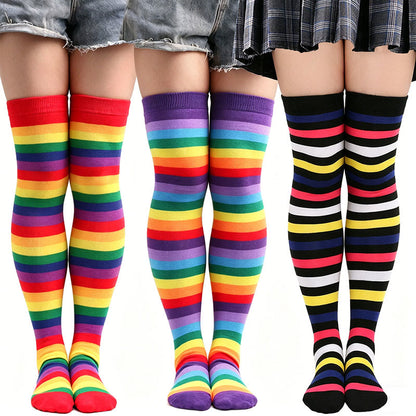 Chaussettes hautes à rayures arc-en-ciel - image 0