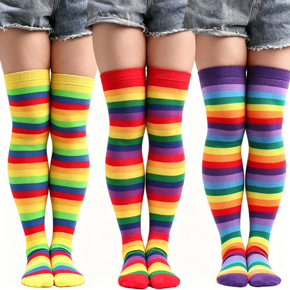 Chaussettes hautes à rayures arc-en-ciel - image 1