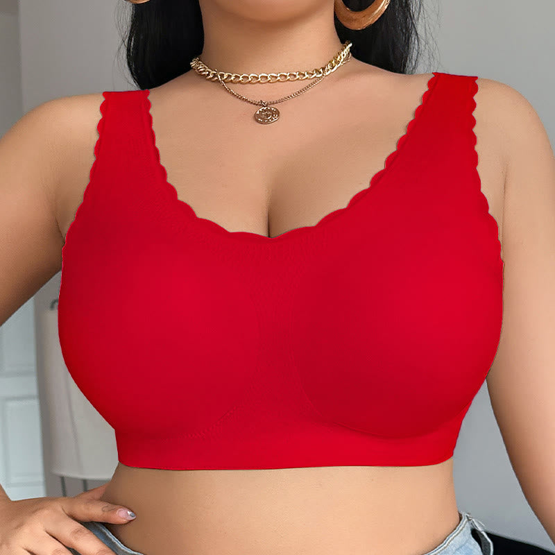 Soutien-gorge sans coutures à larges bretelles - Rouge - 4XL - image 5