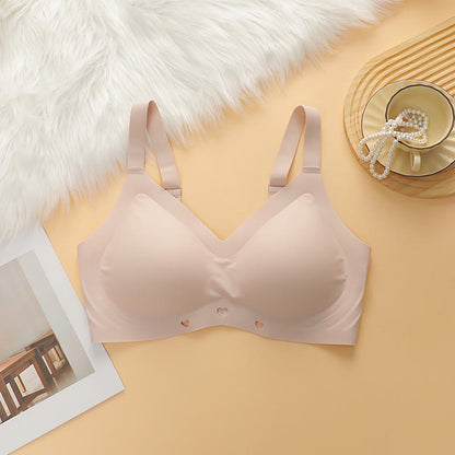 Soutien-gorge sans armatures à col en V souple et sans coutures - Rose - 4XL - image 6