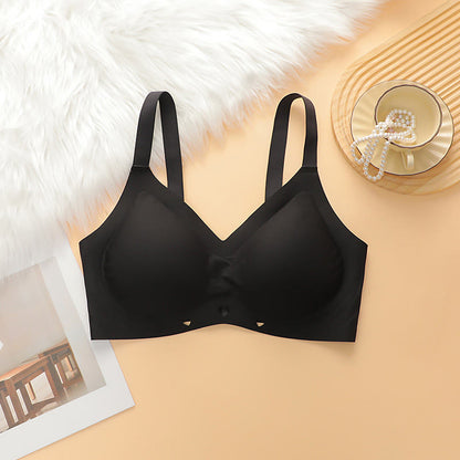 Soutien-gorge sans armatures à col en V souple et sans coutures - Noir - 4XL - image 5