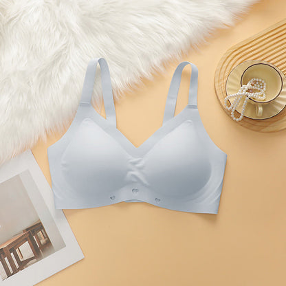 Soutien-gorge sans armatures à col en V souple et sans coutures - Bleu - 4XL - image 7